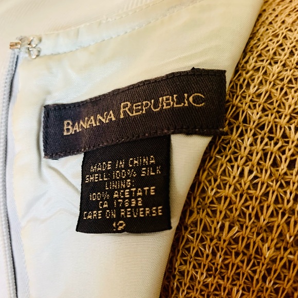 100% Silk Banana Republic Light Blue 90s Vintage Herringbone Weave Sheath Dress - Picture 2 of 9